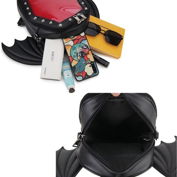 Gothic Coffin Shape Pvc Bag for Women Halloween Shoulder Backpack - Picture 9 of 9